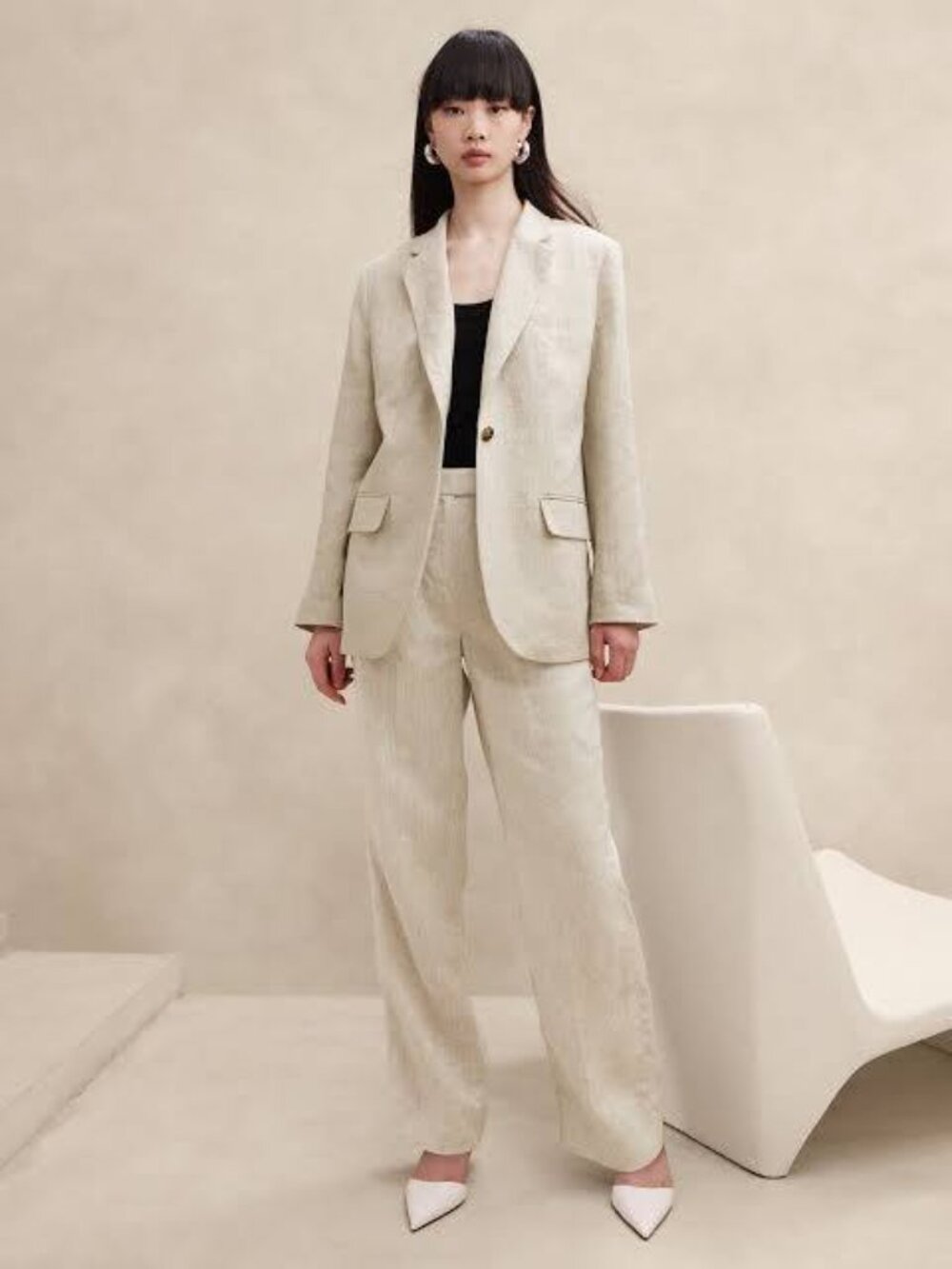 BANANA REPUBLIC Lina Relaxed Linen Blazer, 10 Tall